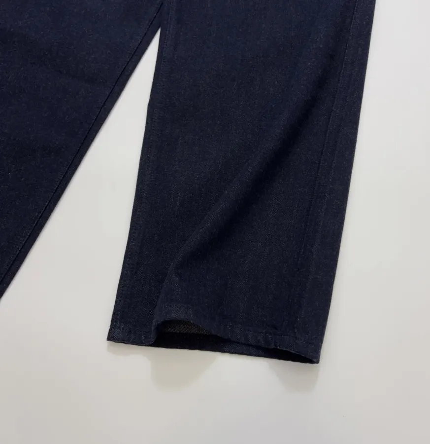 Minimalist retro dark-blue tailored wide-leg jeans with patch pockets in Navy, product view 10