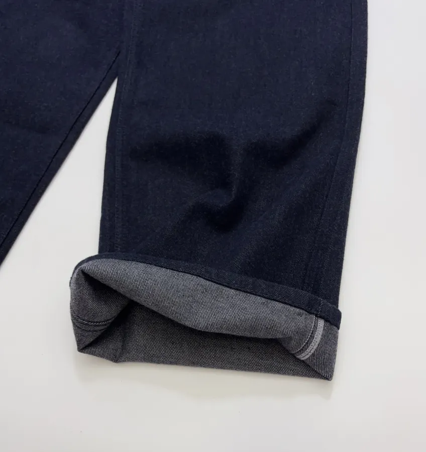 Minimalist retro dark-blue tailored wide-leg jeans with patch pockets in Navy, product view 12