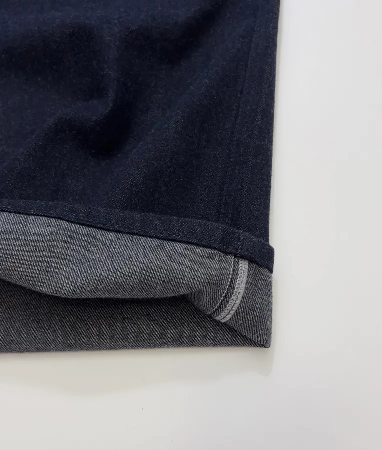 Minimalist retro dark-blue tailored wide-leg jeans with patch pockets in Navy, product view 13
