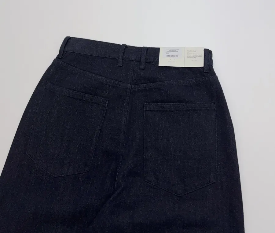 Minimalist retro dark-blue tailored wide-leg jeans with patch pockets in Navy, product view 15