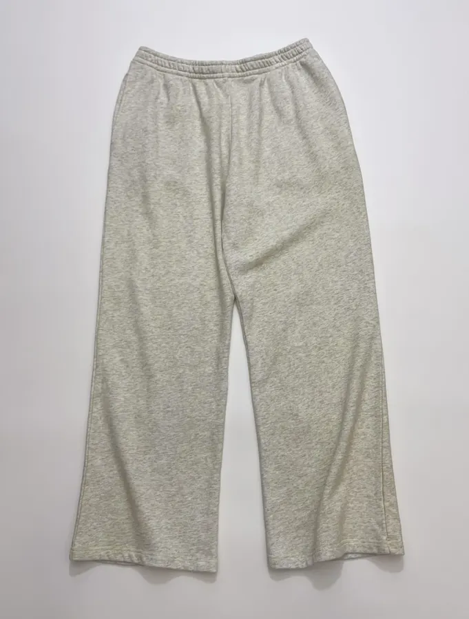 Light Grey Elastic-Waist Straight-Leg Trousers in Light Grey, product view 01