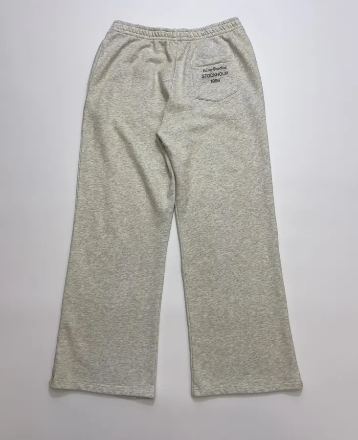 Light Grey Elastic-Waist Straight-Leg Trousers in Light Grey, product view 12