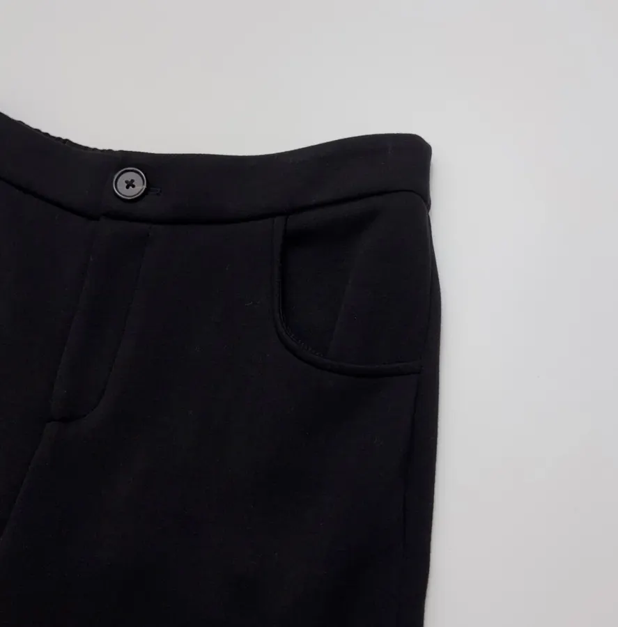 Minimalist classic black straight-leg stretch slim-fit brushed casual cropped pants in As Shown, product view 05
