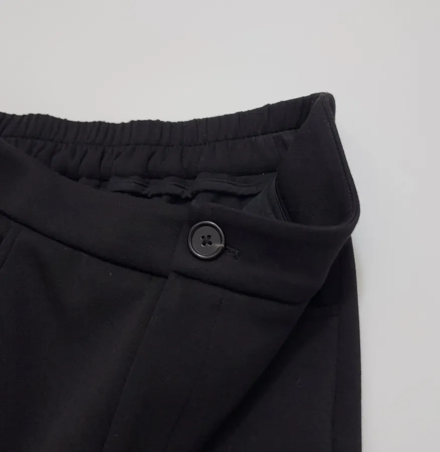 Minimalist classic black straight-leg stretch slim-fit brushed casual cropped pants in As Shown, product view 06