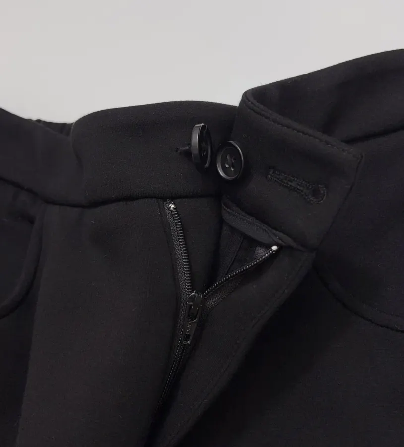 Minimalist classic black straight-leg stretch slim-fit brushed casual cropped pants in As Shown, product view 07