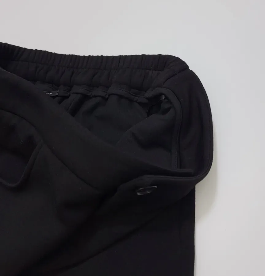 Minimalist classic black straight-leg stretch slim-fit brushed casual cropped pants in As Shown, product view 08