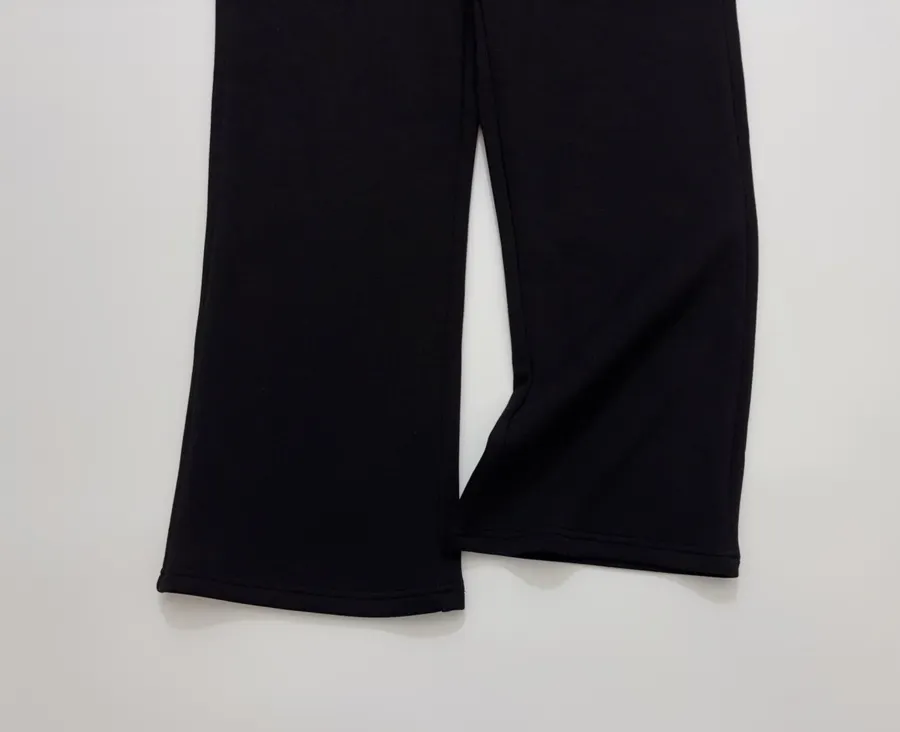 Minimalist classic black straight-leg stretch slim-fit brushed casual cropped pants in As Shown, product view 09