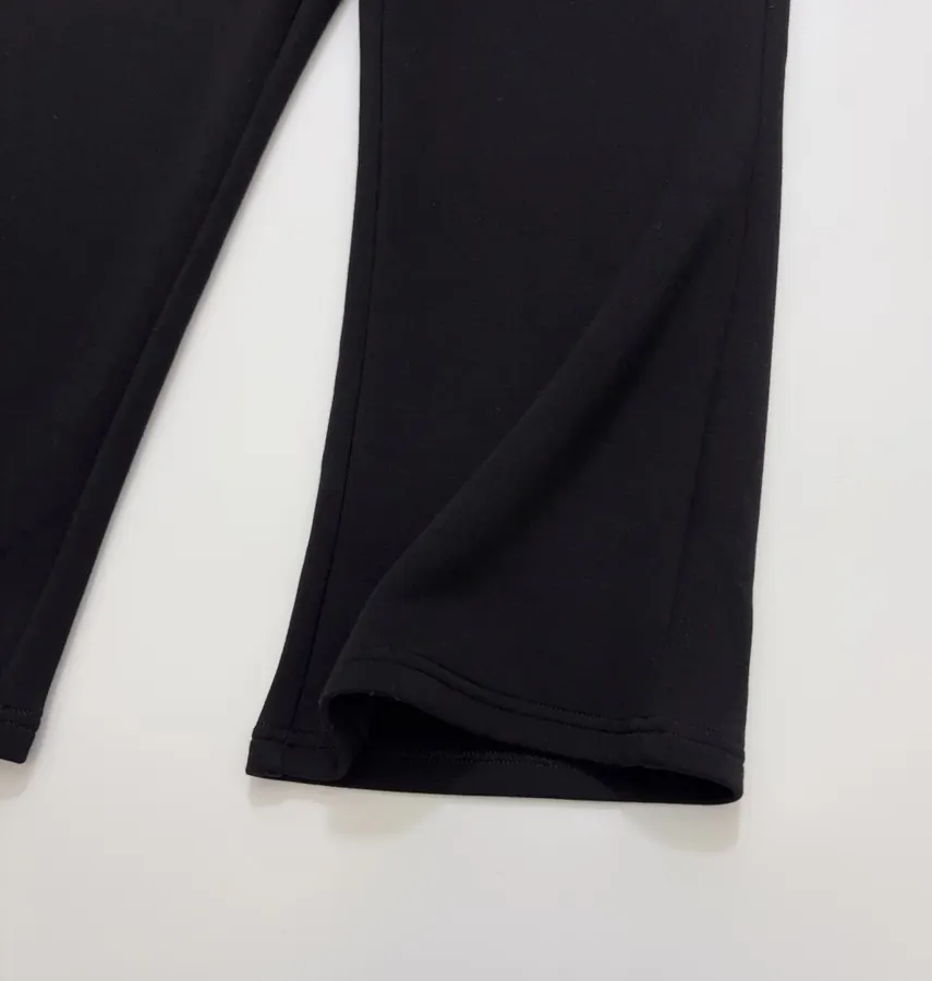Minimalist classic black straight-leg stretch slim-fit brushed casual cropped pants in As Shown, product view 10