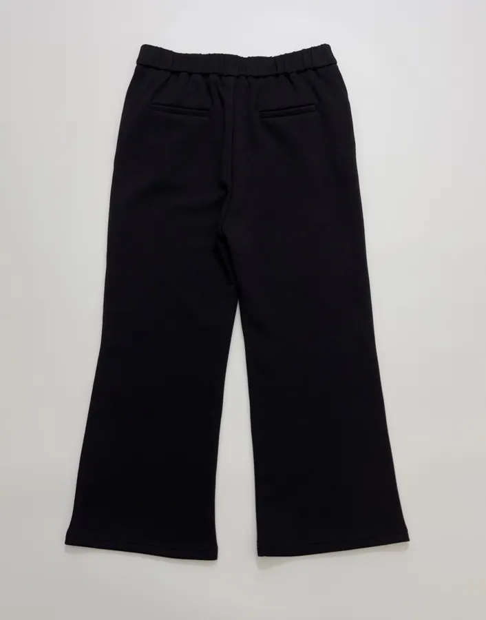 Minimalist classic black straight-leg stretch slim-fit brushed casual cropped pants in As Shown, product view 12