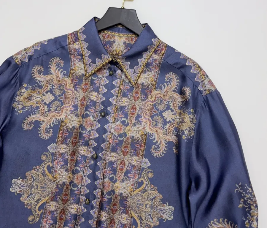Zimmermann Indigo silk printed shirt in As Shown, product view 03