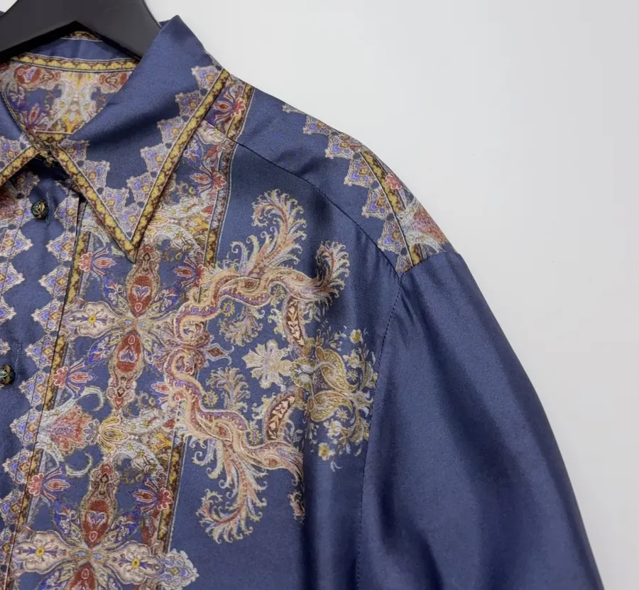 Zimmermann Indigo silk printed shirt in As Shown, product view 04