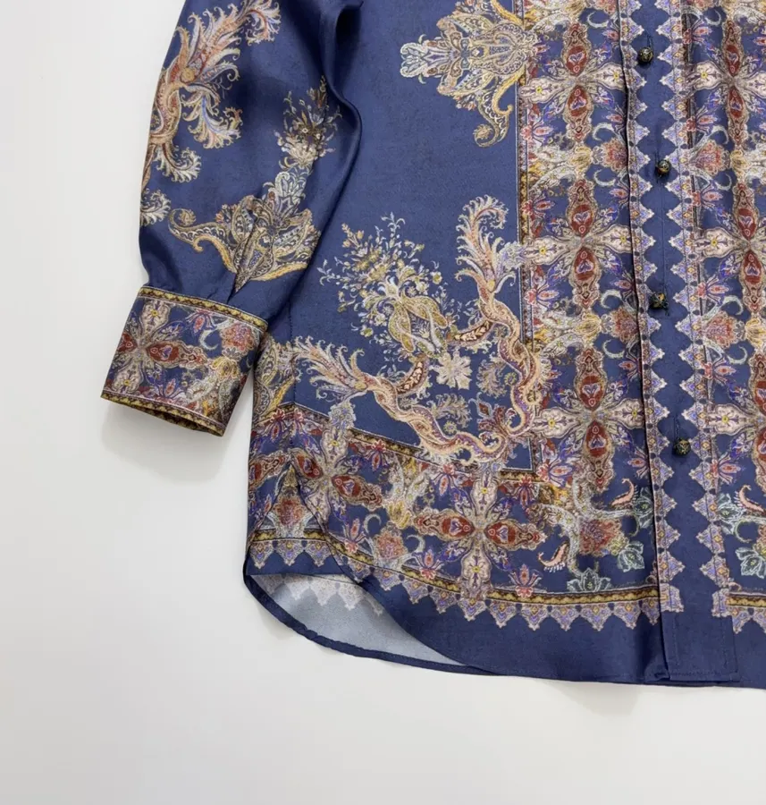 Zimmermann Indigo silk printed shirt in As Shown, product view 08