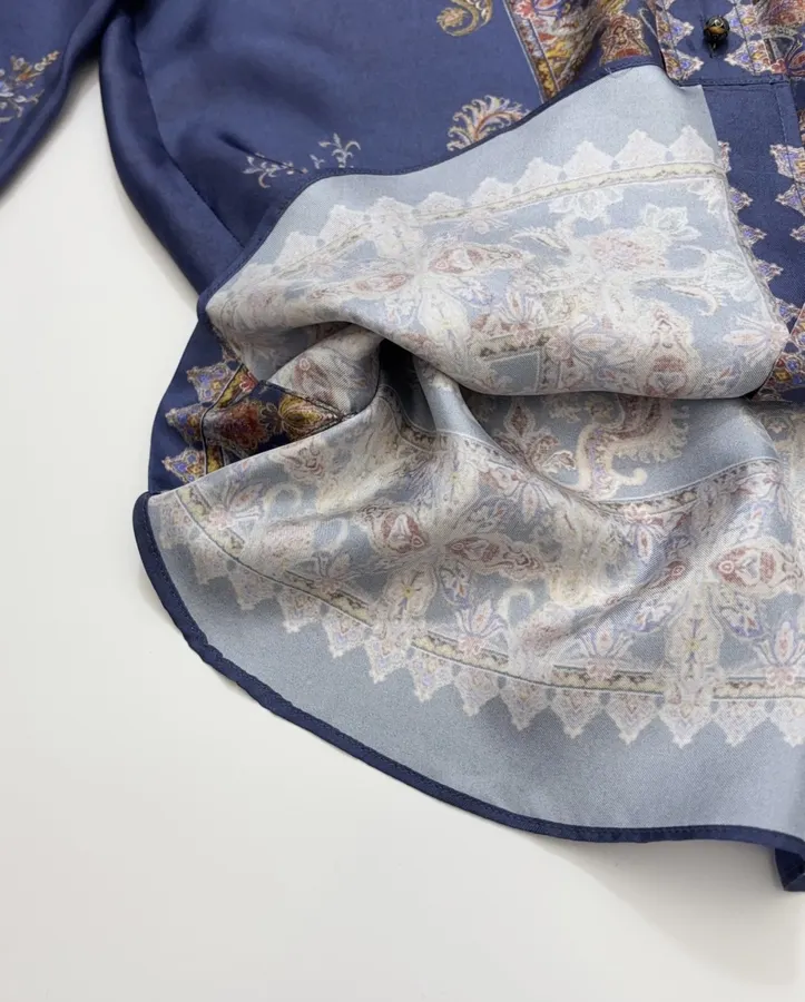 Zimmermann Indigo silk printed shirt in As Shown, product view 10
