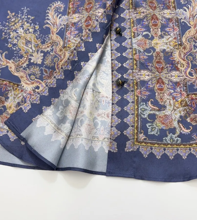 Zimmermann Indigo silk printed shirt in As Shown, product view 12