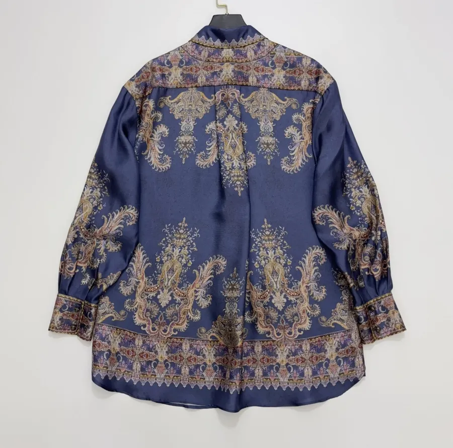 Zimmermann Indigo silk printed shirt in As Shown, product view 14