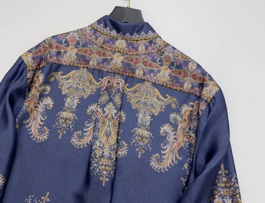 Zimmermann Indigo silk printed shirt in As Shown, product view 15