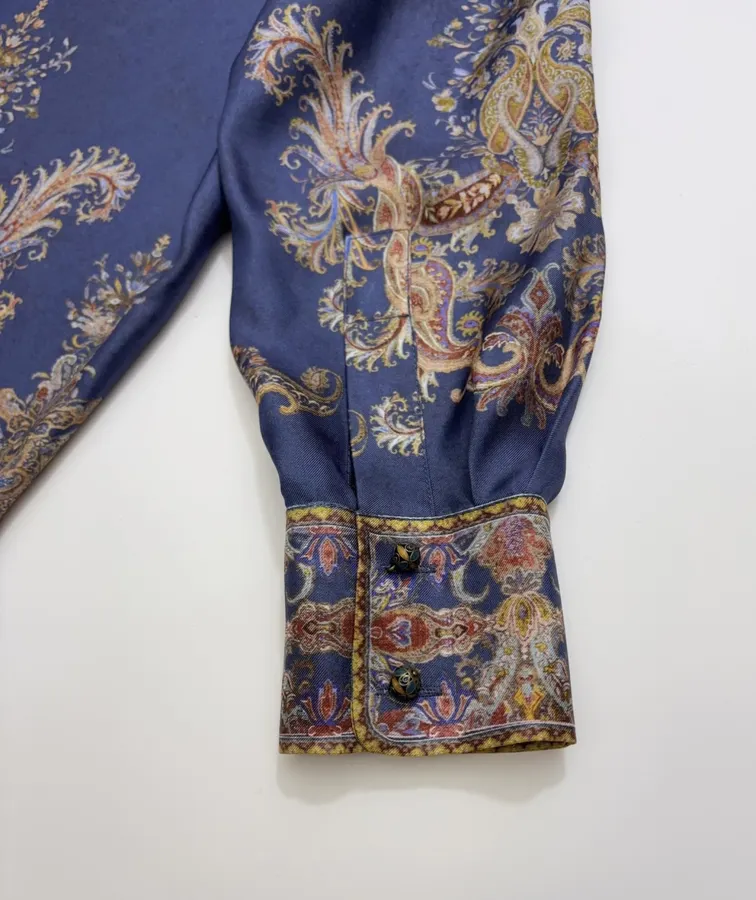 Zimmermann Indigo silk printed shirt in As Shown, product view 18