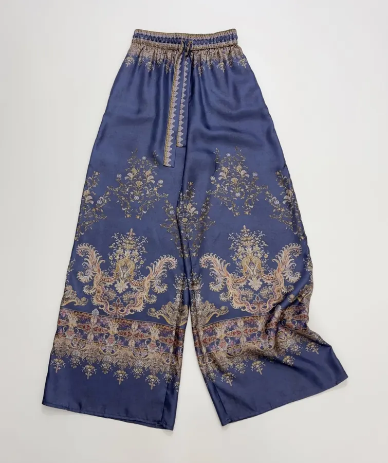 Zimmermann Indigo silk printed casual trousers in As Shown, product view 01