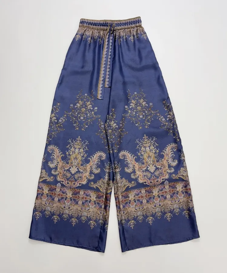 Zimmermann Indigo silk printed casual trousers in As Shown, product view 02