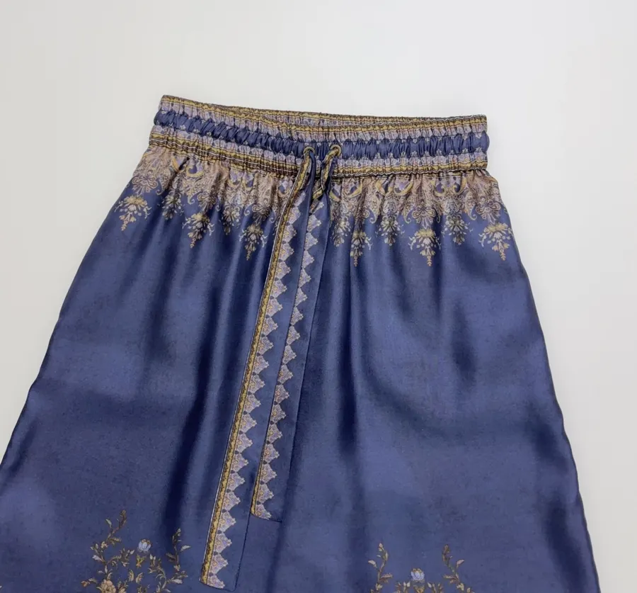 Zimmermann Indigo silk printed casual trousers in As Shown, product view 03