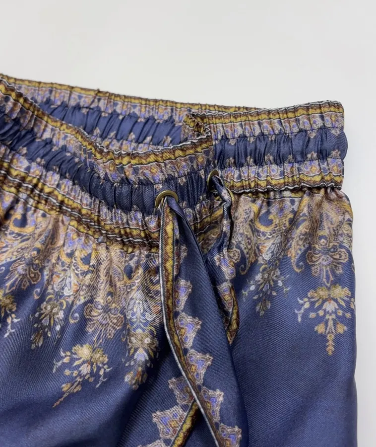 Zimmermann Indigo silk printed casual trousers in As Shown, product view 05