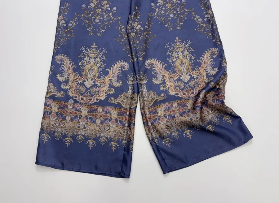 Zimmermann Indigo silk printed casual trousers in As Shown, product view 09