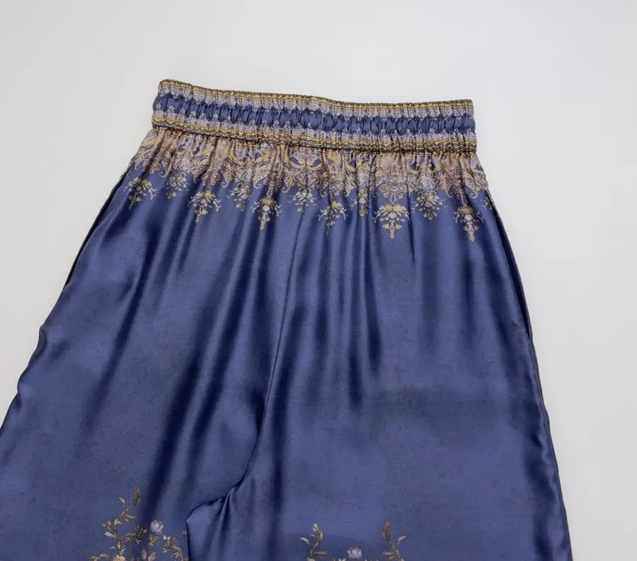 Zimmermann Indigo silk printed casual trousers in As Shown, product view 16
