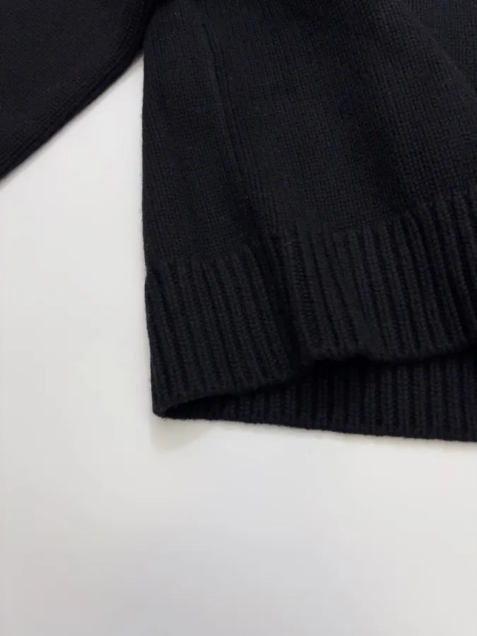 The Row 黑色】1.04kg/ 加厚收袖设计感羊绒羊毛衫廓形松弛长袖宽松针织衫，黑色，商品图 7
