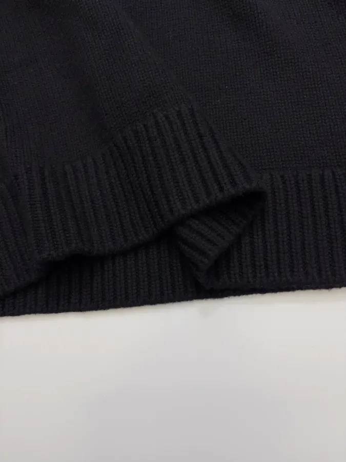 The Row 黑色】1.04kg/ 加厚收袖设计感羊绒羊毛衫廓形松弛长袖宽松针织衫，黑色，商品图 8