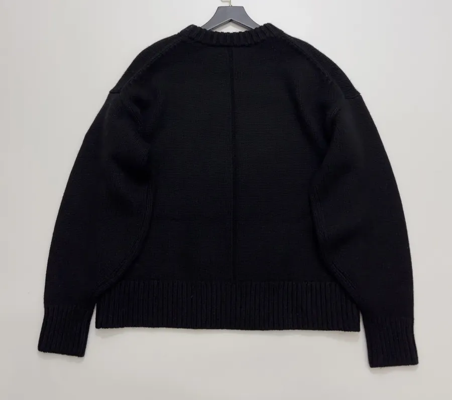 The Row 黑色】1.04kg/ 加厚收袖设计感羊绒羊毛衫廓形松弛长袖宽松针织衫，黑色，商品图 11