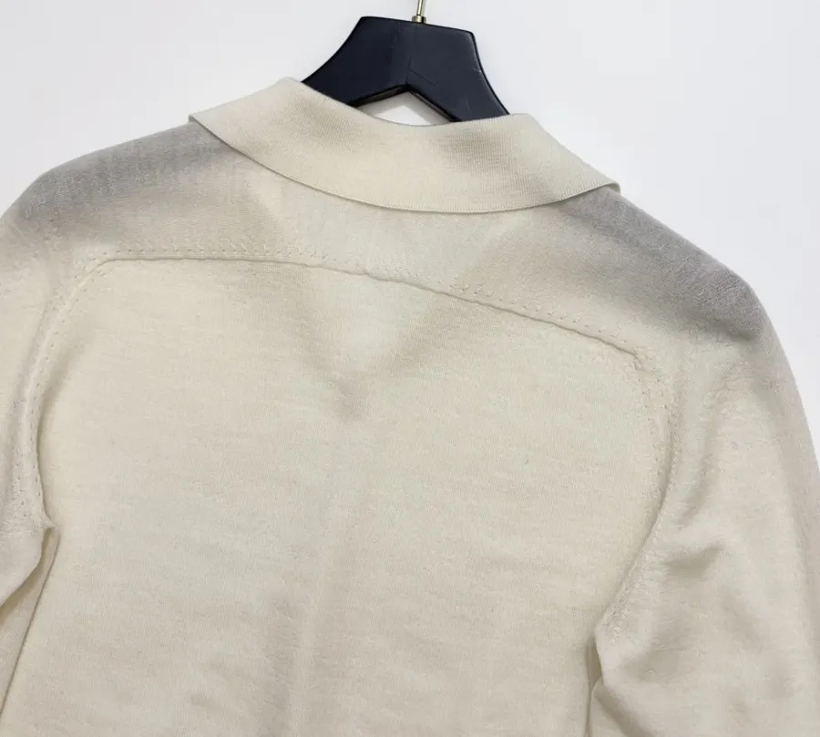 18-gauge cashmere polo top with 3/4 sleeves and collar in As Shown, product view 14