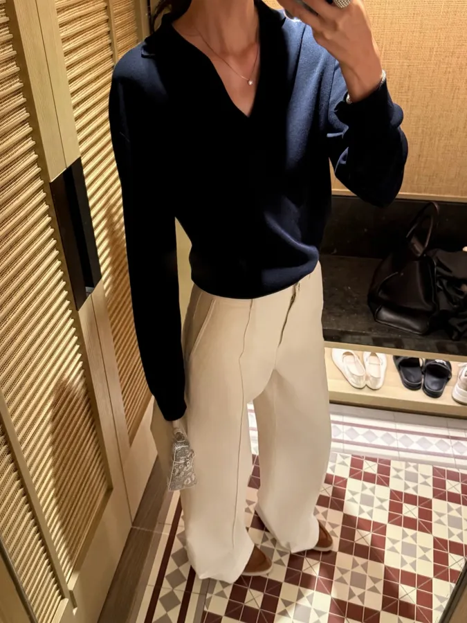 Hermès Ivory Straight-Leg Trousers in Ivory, product view 02