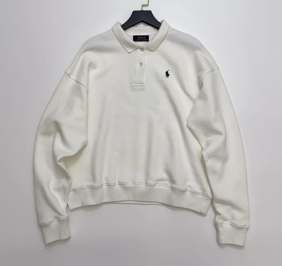 Polo Ralph Lauren 米白色翻领套头卫衣，象牙白，商品图 1