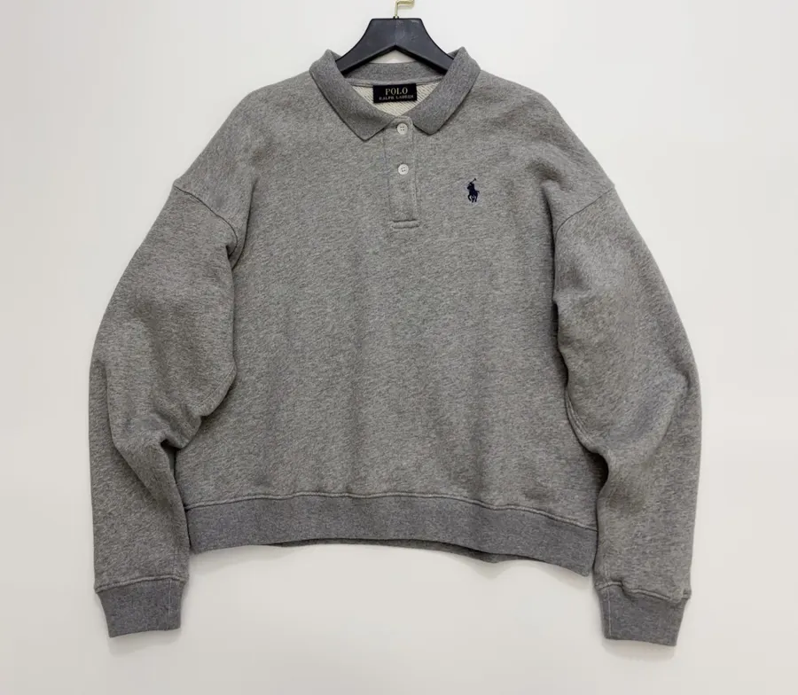 Polo Ralph Lauren 灰色翻领套头卫衣，Heather Grey，产品主图