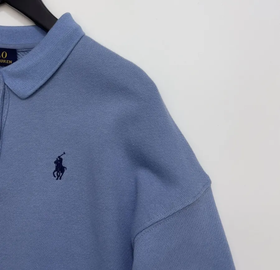 Polo Ralph Lauren Blue Collared Pullover Sweatshirt in Blue, product view 03