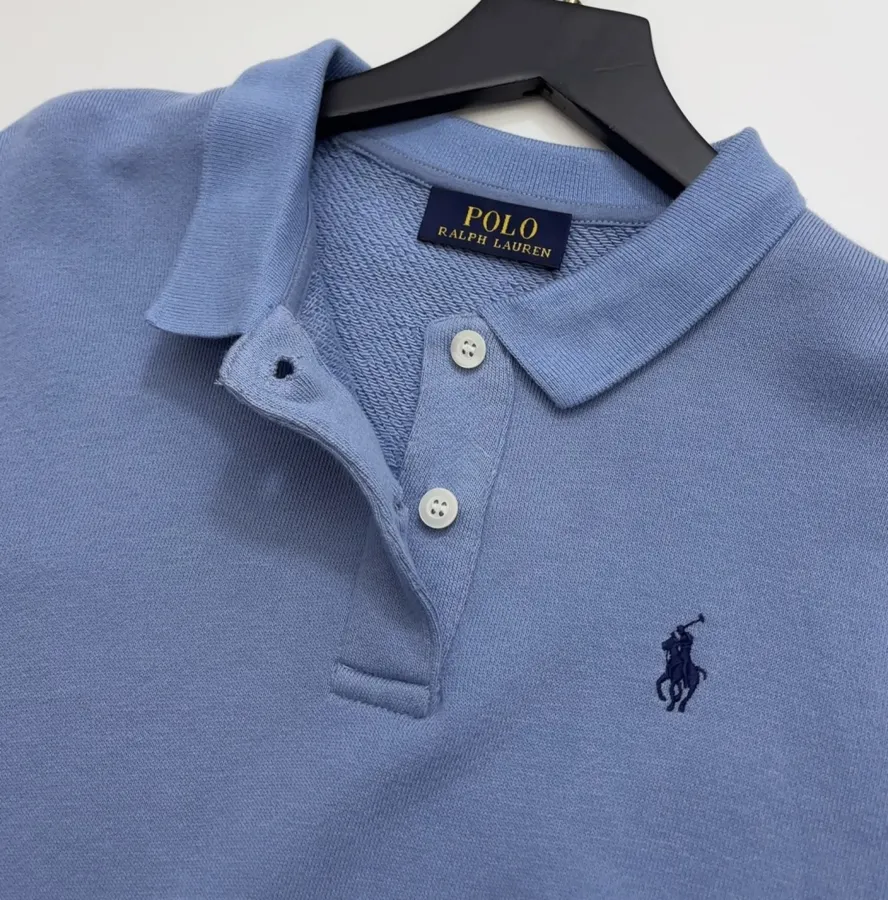 Polo Ralph Lauren Blue Collared Pullover Sweatshirt in Blue, product view 04