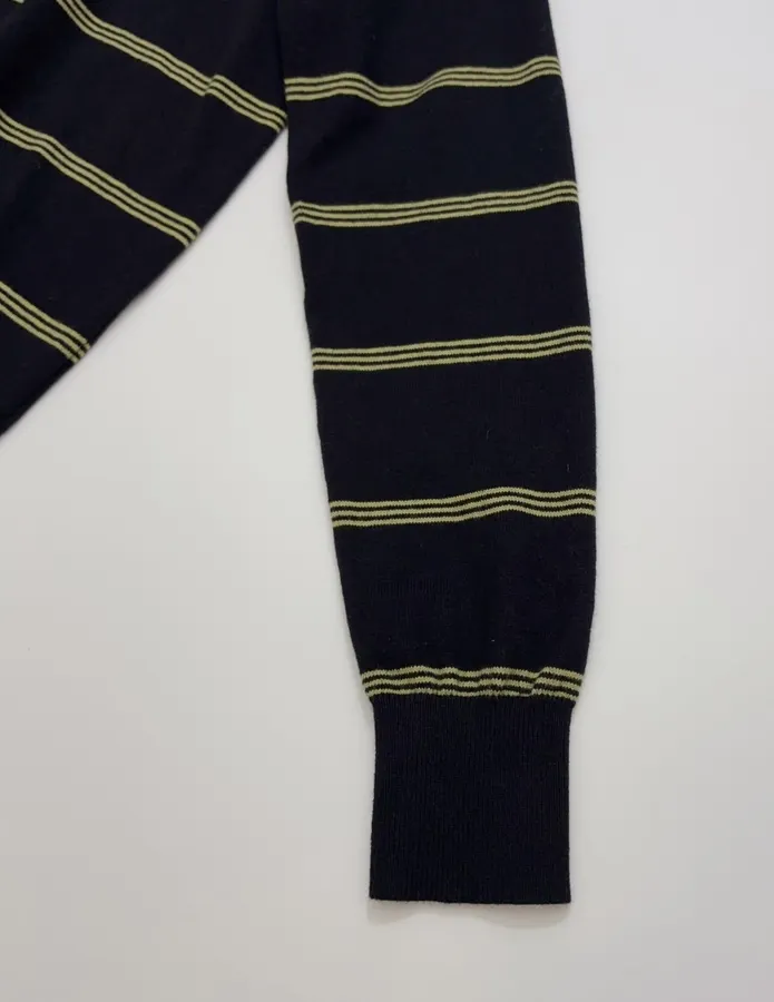 Dries Van Noten 复古 横条纹长袖针织衫 气质大翻领薄款羊毛 Polo 衫，As Shown，商品图 5