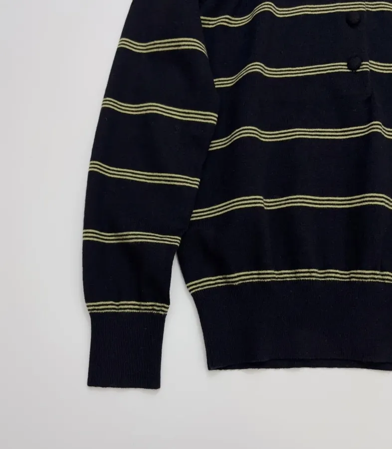 Dries Van Noten 复古 横条纹长袖针织衫 气质大翻领薄款羊毛 Polo 衫，As Shown，商品图 7