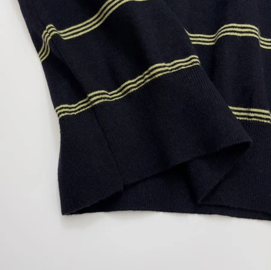 Dries Van Noten 复古 横条纹长袖针织衫 气质大翻领薄款羊毛 Polo 衫，As Shown，商品图 8