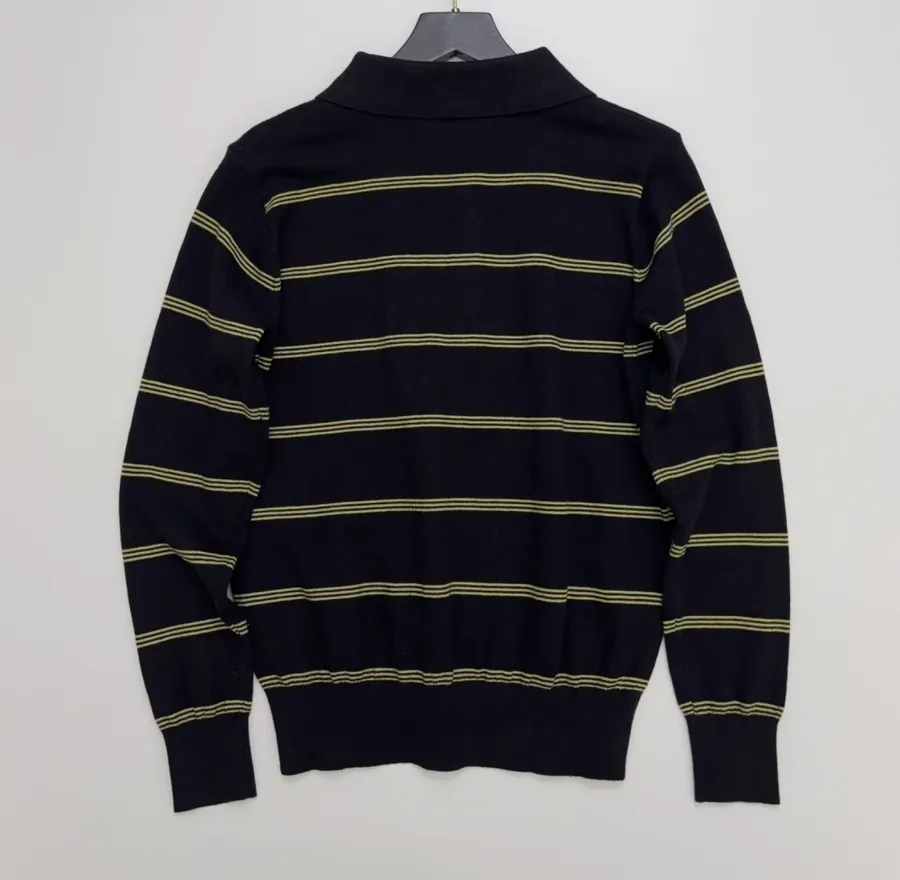 Dries Van Noten 复古 横条纹长袖针织衫 气质大翻领薄款羊毛 Polo 衫，As Shown，商品图 10