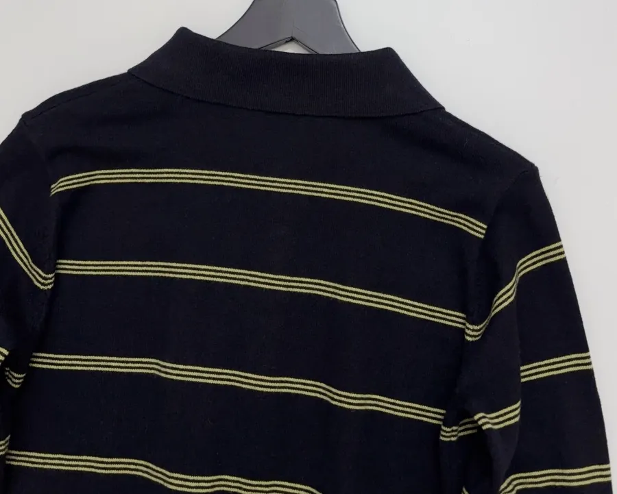 Dries Van Noten 复古 横条纹长袖针织衫 气质大翻领薄款羊毛 Polo 衫，As Shown，商品图 11