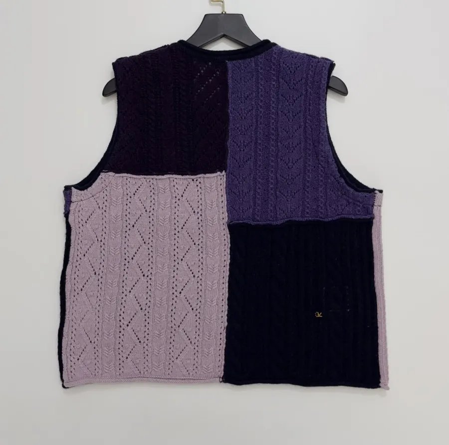 Japanese-Style Shetland Wool-Panelled Knit Vest, Casual Everyday Wear in As Shown, product view 11