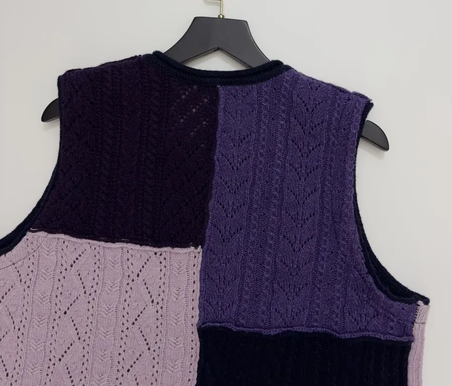 Japanese-Style Shetland Wool-Panelled Knit Vest, Casual Everyday Wear in As Shown, product view 12