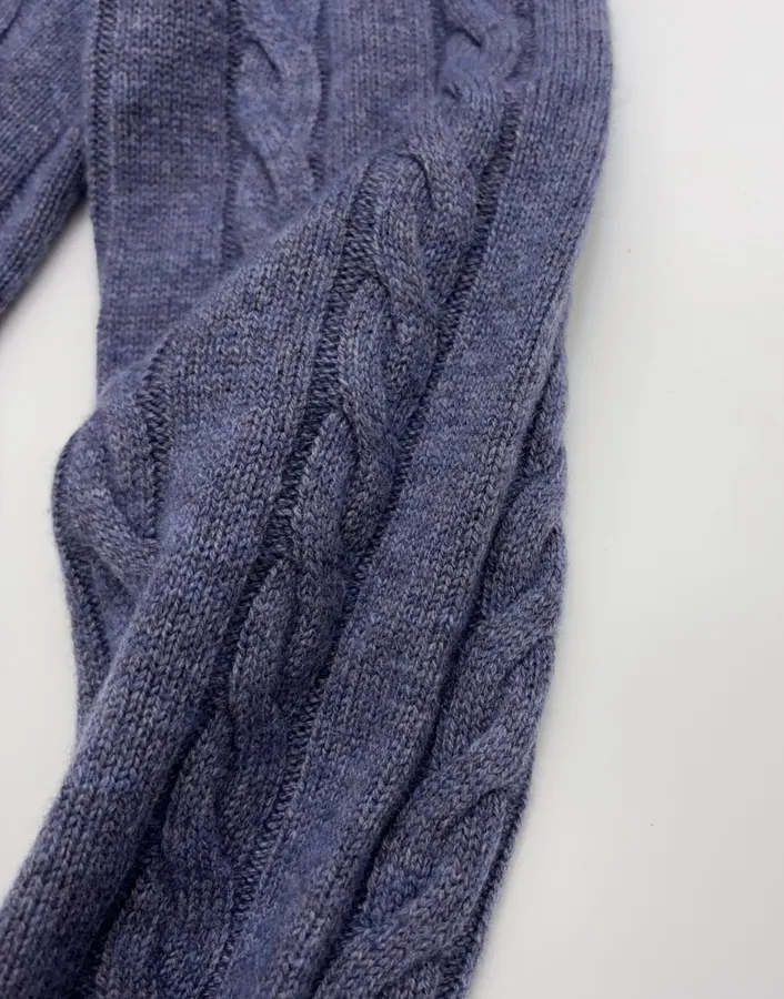Loro Piana Blue Cable-Knit Crew-Neck Sweater in Blue, product view 05