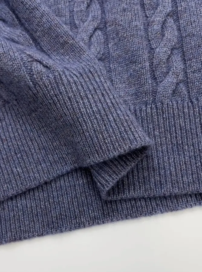 Loro Piana Blue Cable-Knit Crew-Neck Sweater in Blue, product view 09