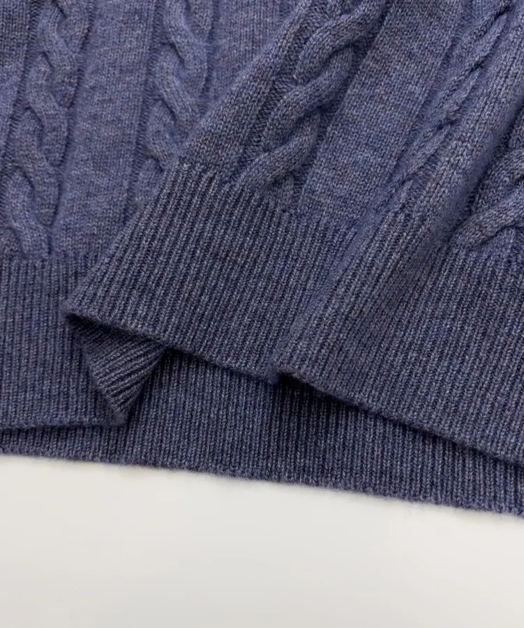 Loro Piana Blue Cable-Knit Crew-Neck Sweater in Blue, product view 11