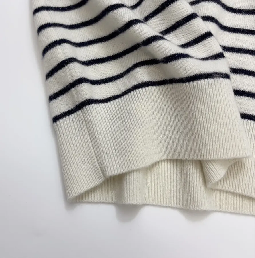 Star-pattern striped round-neck long-sleeve knit top in As Shown, product view 10