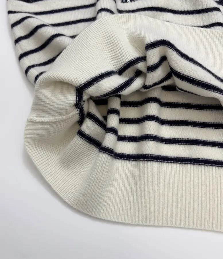 Star-pattern striped round-neck long-sleeve knit top in As Shown, product view 11