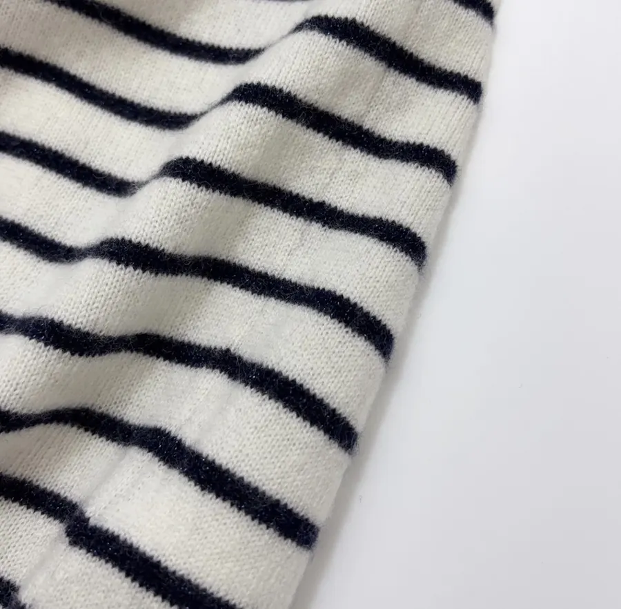 Star-pattern striped round-neck long-sleeve knit top in As Shown, product view 12