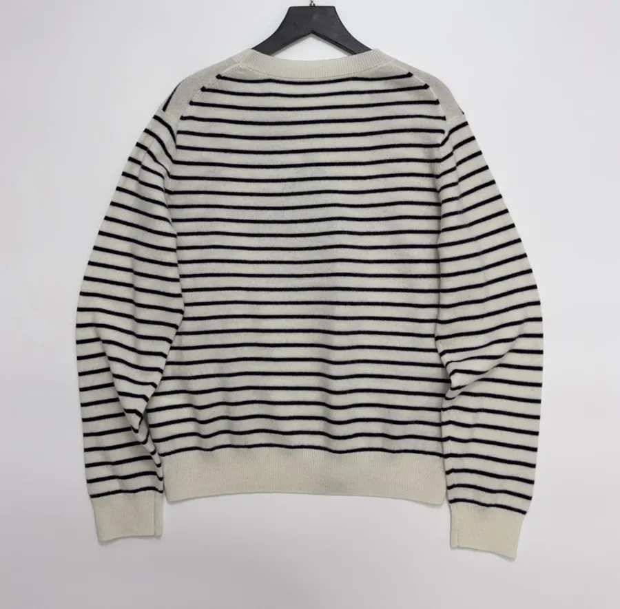 Star-pattern striped round-neck long-sleeve knit top in As Shown, product view 13